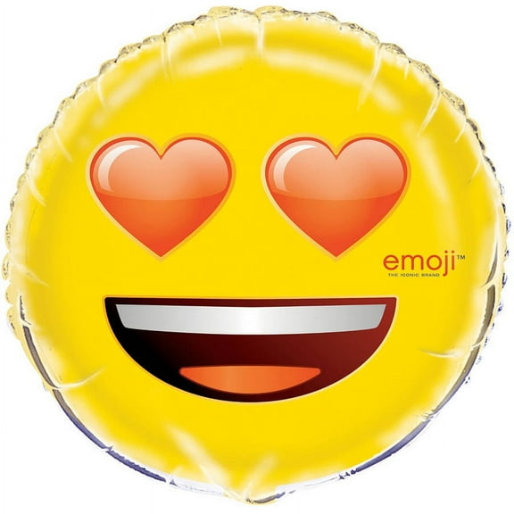 Foil Heart Eyes Emoji Party Balloon, 18in, 1ct