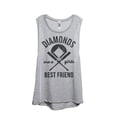 thumbnail image 1 of Thread Tank Diamonds Are A Girls Best Friend Women's Fashion Sleeveless Muscle Tank Top Sport Grey Small, 1 of 4