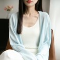 thumbnail image 5 of Ediodpoh Long Cardigan Sweaters for Women V Neck Long Sleeve Knit Cardigan Lightweight Loose Fit Outerwear for Versatile Style Light Blue XXL, 5 of 8