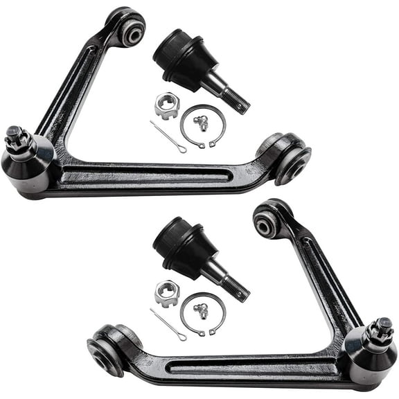 Detroit Axle - Front 4pc Control Arms Kit for Dodge Ram 1500 2002 2003 2004 2005, 2 Upper Control Arms 2 Lower Ball Joints Assembly Suspension Kit Replacement