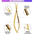 thumbnail image 6 of Cross Edge Spring Scissors 5 Inch straight Stainless Steel Precision Eyebrow & Eyelash Shaping & Trimming Scissor, Snips Squeeze, Embroidery, Knitting Micro Tip Craft Scissors (Gold), 6 of 9