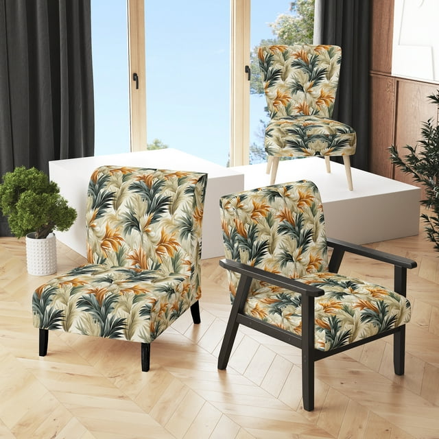 Designart « Elements Of Tropical Beauty » Fauteuil d'Appoint Tropical Vert Rembourré - Fauteuil Tropical pour Chambre
