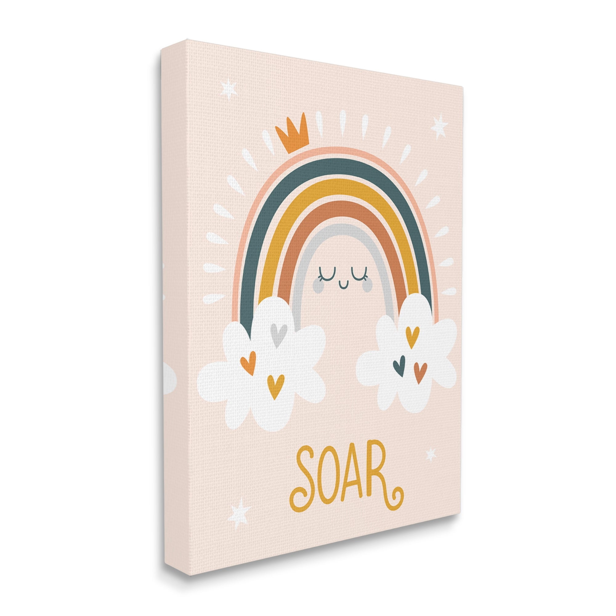 Stupell Industries Casual Soar Calligraphy Smiling Rainbow Hearts Stars Graphic Art Gallery Wrapped Canvas Print Wall Art, Design by Ilis Aviles