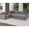 thumbnail image 4 of Hybition Chenille Sofa Modern Pullout Sofa bed 7 Seater Sectional Couch with Multifunctional Console & Storage Chaise-Color:Light Grey, 4 of 7