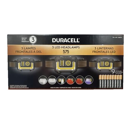 Duracell 575 lumens Headlamp  6 Lighting modes with UV Beam (Pack of 3)