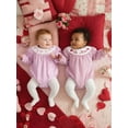 thumbnail image 5 of BemeyourBBs Newborn Baby Girls Valentines Day Outfit Bubble Romper Long Sleeve Crew Neck Stripes Embroidery Letters Bodysuit Infant Spring Clothes, 5 of 9