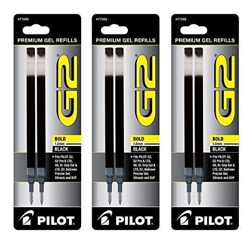 Bold Point 1.0mm 2/Pack Pilot G2 Gel Ink Refill for Rolling Ball Pens 