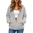 thumbnail image 2 of Zip Up Hoodie Women Casual Oversized Sweatshirt Lightweight Jacket | Womens Hoodies Long Sleeve Y2K Hooded Sweatshirt Women Fashion Zipper Fall Jackets With Pocket, 2 of 5