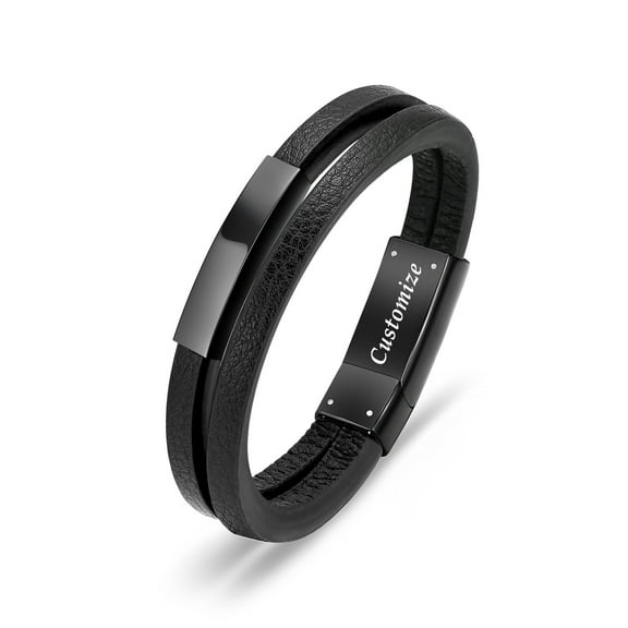 Personalize Stainless Steel Double Layer Leather Bracelet Funeral Urn Bracelet for Ashes Holder Cremation Jewelry for Ashes Keepsake Memorial Jewelry