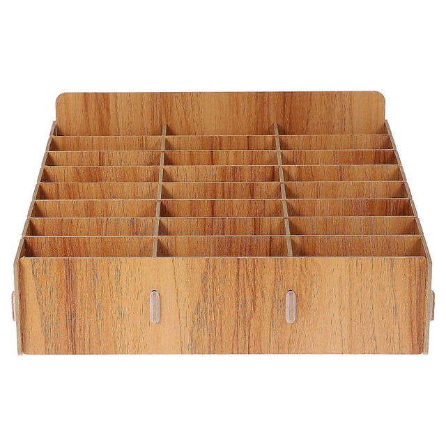 1Pc Mobile Phone Organizing Box Temporary Wooden Multi-grid Phone Box (24 Grids)