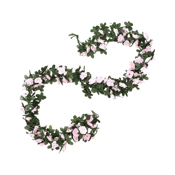 XIEULQP 8FT Pink Flower Garland, Artificial Rose Floral Vines Fake Hanging Spring Flower Garland for Wall Backdrop Wedding Arch Tea Party Door Mantle Decoration