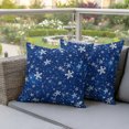 thumbnail image 4 of Blue Snowflake Christmas Outdoor Pillow Covers 20"x20" Set of 2, Waterproof Throw Pillow Covers for Patio Furniture, Winter Xmas Snowflake Decorative Cushion Pillowcases for Garden Porch Couch Sofa, 4 of 9