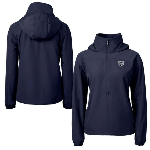 Women's Cutter & Buck Navy Chicago Bears Charter Eco Recycled Half-Zip Hoodie Anorak Jacket