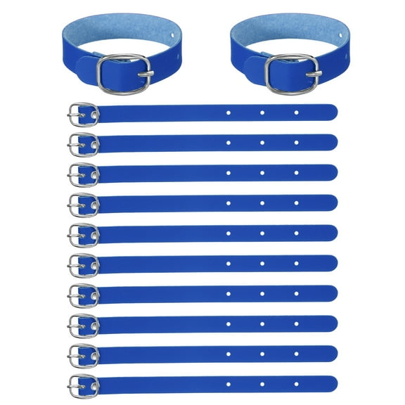 Uxcell 15 Pcs Luggage Tag Strap, PU Leather Extender Buckle Straps Luggage Tags Strap Tag Holder Adjustable for Suitcase Hanging Accessories Travel, Blue