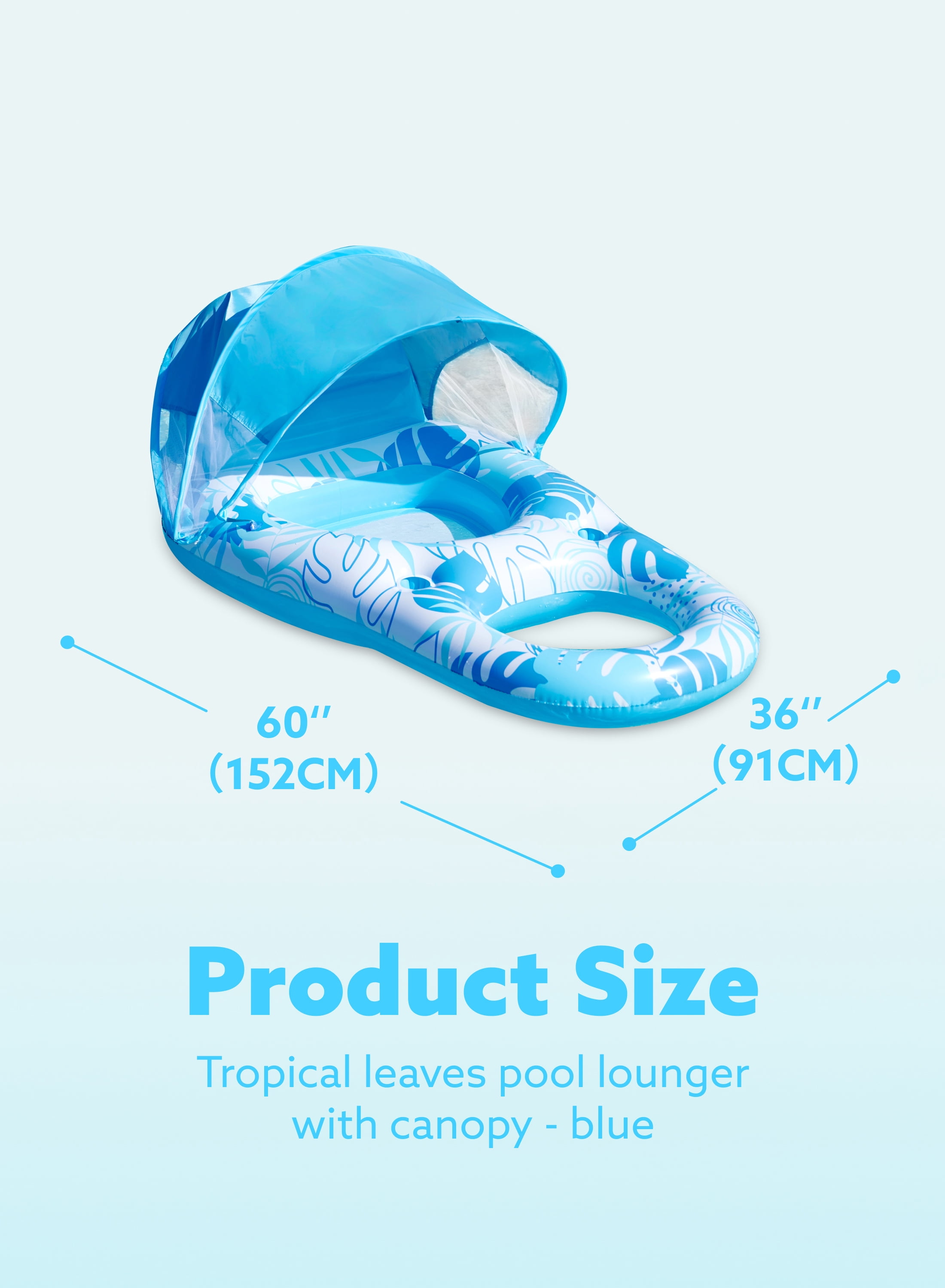 Joyfy Pool Lounge Float with Canopy for Adult, Inflatable Pool Floats Lounger Raft Floaties Water Floating Recliner Chair with Cup Holders Foot Rest Swimming Pool Floaty
