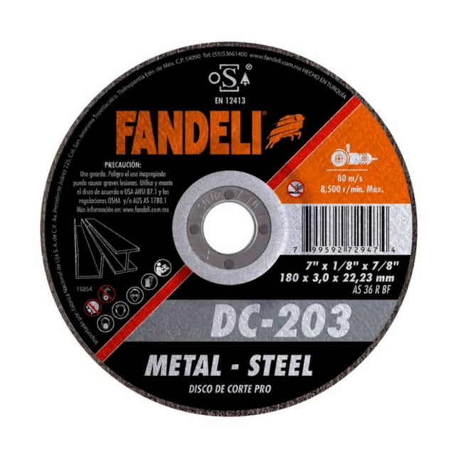5pz Disco de Corte Fandeli Metal DC-203 72947 Doble Malla Grano 36 Para Uso General