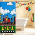 thumbnail image 3 of Erosebridal Train Shower Curtain 72Wx84L, Steam Engine Bathroom Shower Curtain, Green Cartoon, 3 of 5