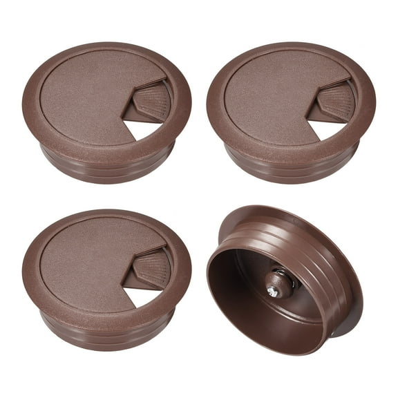 Uxcell 4Pack 2 Inch Cable Hole Cover ABS Office Desk Cable Wire Cord Grommet, Brown