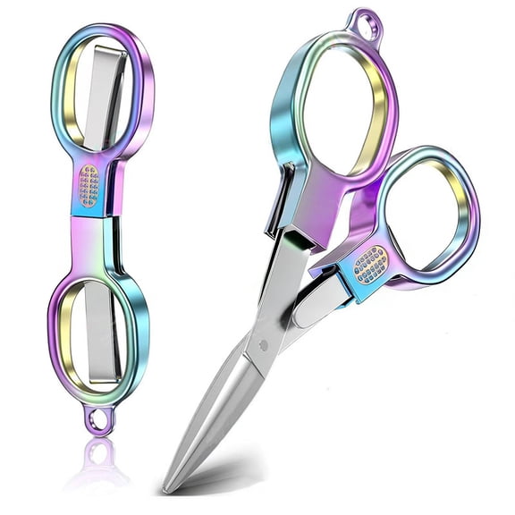 Telescopic Folding Scissors – Portable Stainless Steel Pocket Keychain Scissors for Travel, Fishing, Craft & Office Use, Mini Compact Foldable Safety Scissors for Paper, Fabric & Thread Cutting, A