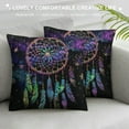 thumbnail image 3 of Nawypu &nbsp;Dreamcatcher Pillow Cases Colorful Vibrant Feathers Mystic Symbols Black Pillow Sham Throw Pillow Covers One Side Printing Standard, 3 of 5
