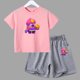 thumbnail image 3 of Conjunto de ropa de verano para niñas y adolescentes, camisetas y pantalones cortos de Anime de lucha para niños y niños, traje de 2 piezas, atuendo informal para niños, chándal, 3 of 5