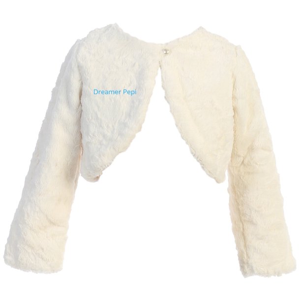 Little Baby Girls Faux Fur Pearl Button Flower Girl Bolero Jacket Cover