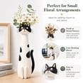 thumbnail image 2 of Cat Vase for Flowers, Quirky Handcrafted Kitty Planter, Whimsical Small Bloom Vase, Boho Desk Shelf Decor, Unique Gift for Cat Lovers (White), 2 of 6