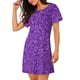 thumbnail image 2 of Disketp Glitter Purple para Camisón Corto de Manga Corta para Mujeres, Camisón Cómodo con Escote Redondo, Bonito y Confortable, 2 of 6