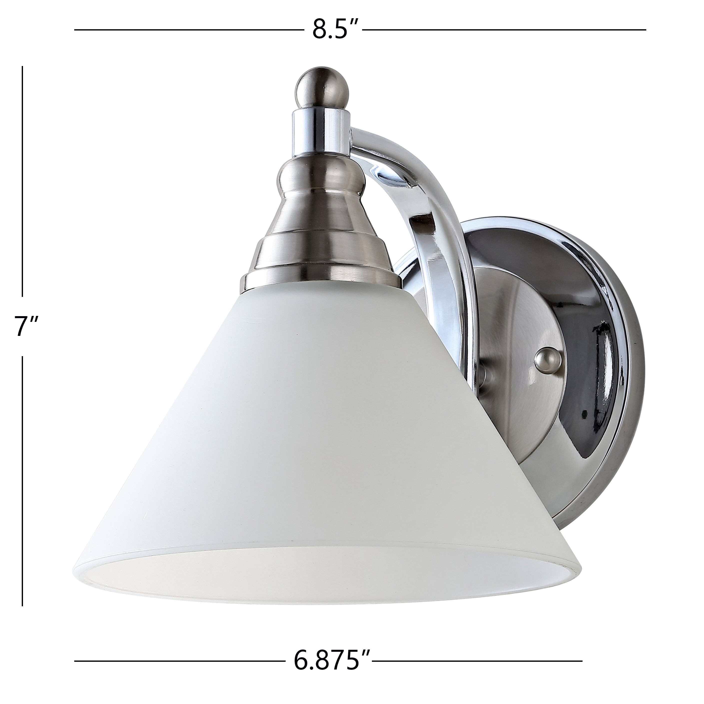 Safavieh Valery 7 in. H One Light Cone Wall Sconce, Nickel/Clear
