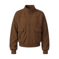 thumbnail image 2 of Women's Utility Jackets Stand Collar Full Zip Safari-Style Cropped Loose Fit Outerwear Coat with Flap Pockets (2XL, Brown), 2 of 8