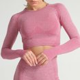 thumbnail image 3 of Mujeres Yoga Crop Top O cuello manga larga puntos Bodycon Stretchable Running Gym Sports camiseta Abanopi Top corto de yoga, 3 of 4