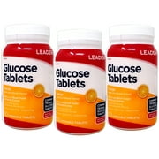 3 Pack - LEADER Glucose Tablets, Energy and Blood Sugar Support, Orange Flavor, 50 Chewable Tablets