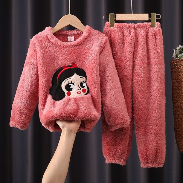 Pijama nuevo de Mickey Mouse para niños, traje de dos piezas grueso de franela de invierno para niñas, ropa de casa de princesas pequeñas, se puede usar en el exterior18 145-155cm heqiyong CONDUJO