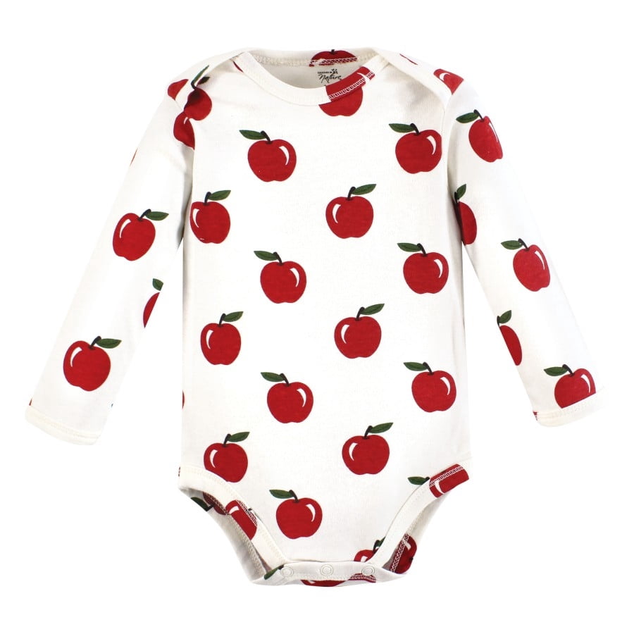 Touched by Nature Organic Cotton Long-Sleeve Bodysuits, Fruits And Veggies, 6-9 Months