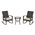 thumbnail image 1 of Outsunny 3 Pieces Patio Wicker Rocking Chair Set,  Outdoor PE Rattan Bistro Set Conversation Rocker Set with 2 Chairs 1 Coffee Table for Backyard, Deck, Poolside, Cream White, 1 of 10