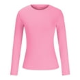 thumbnail image 4 of Fznquz Women's Tops Plain Long Sleeve Ribbed Knit Shirt Fall Pink Crew Neck Womens Shirts Dressy Casual, 4 of 6