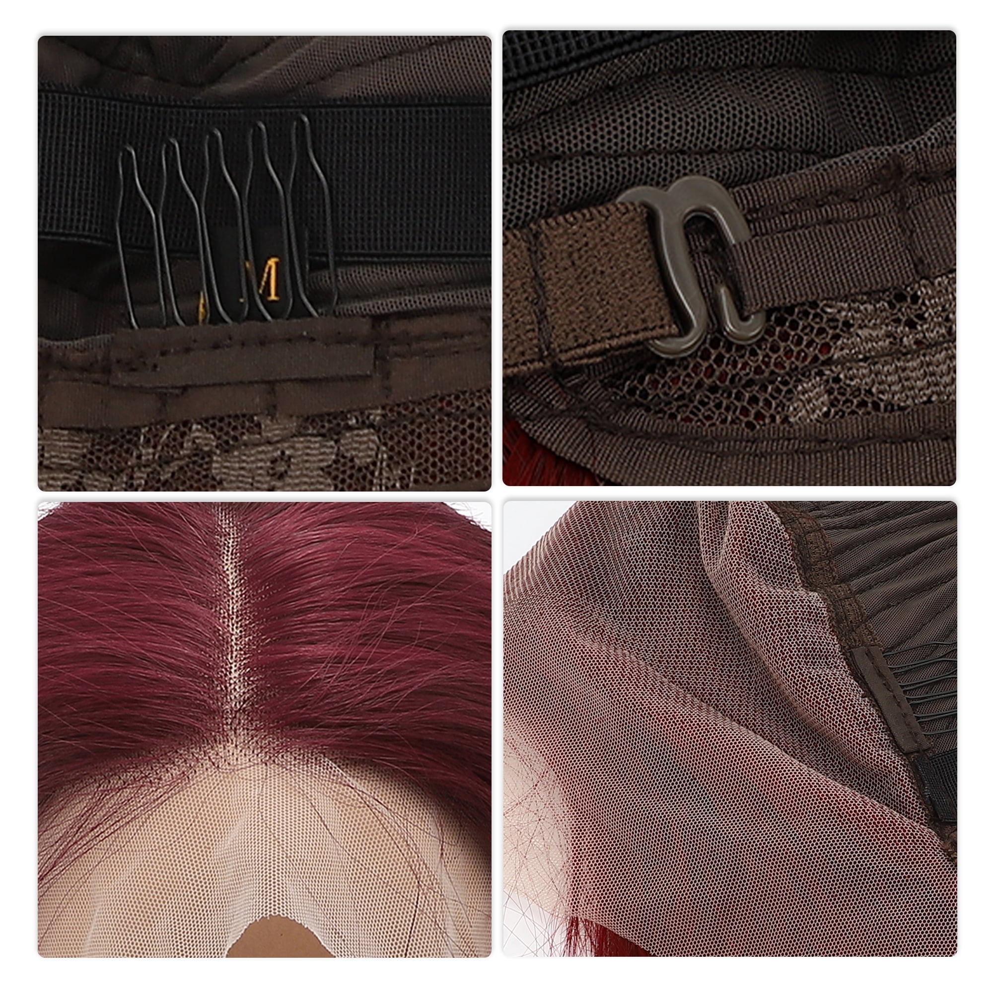 Unique Bargains  1 Pc Straight Long Hair Hair Wig Real Human Hair 10in 13x4in 180 Human Wig Red for Women