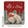 thumbnail image 2 of Vintage Red Christmas Shower Curtain, Xmas Bear Tree Snowflake Waterproof Washable Boho Funny Cute Shower Curtains Set for Bathroom Farmhouse Bathtubs Decor with Hook, 72"Wx84"L, 2 of 7