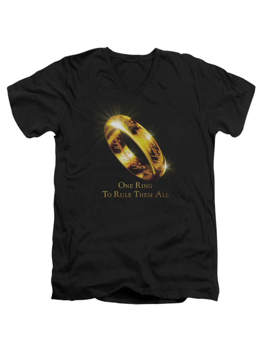 Lord of the Rings The Motion Picture T-Shirt One Ring to Rule Them All NEW* Gold 