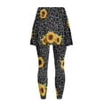 thumbnail image 5 of POLEROBlack Leopard Sunflower Skirted Athletic Leggings for Women Butt Lifting Yoga Pants with Pockets Non See Through Slim Fit Tennis Skirt Leggings Tummy Control Running Gym Clothing, 5 of 6