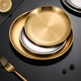 thumbnail image 4 of 1Pc Stainless Steel Round Plate Bone Spitting Dish Shallow Tray Metal Camping Plate Dining Disc BBQ Picnic Dishes Cookware, 4 of 5