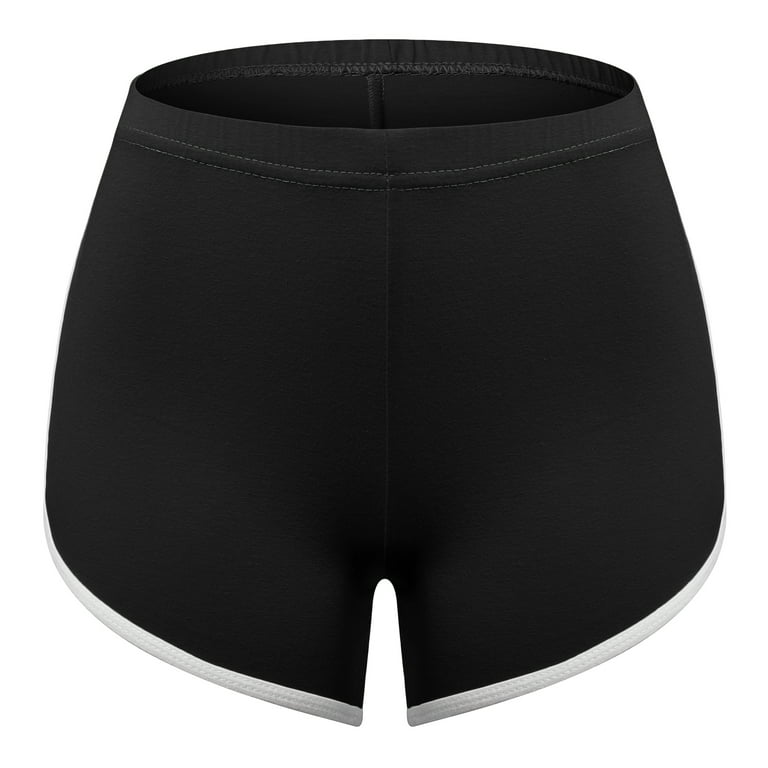 Women's Running Athletic Shorts Yoga Short Pants Women Gym Dance Workout  Shorts, Black, XL 