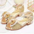 thumbnail image 3 of UngA Closed Toe Sandals for Girls Girls Sandals Low Heels Dress Ankle Strap Open Toe Flower Wedding Party Dress Shoes for Toddler/Little Kid/Big Kid Girls Dance Shoes(Gold,Size 2.5), 3 of 5