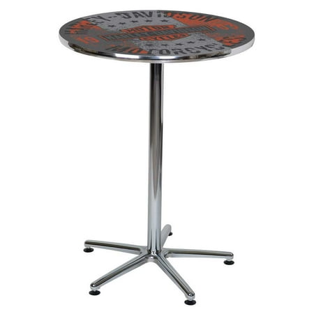 - Harley-Davidson Distressed B&S Motorcycles Round Cafe Table, Chrome HDL-12330, Harley Davidson