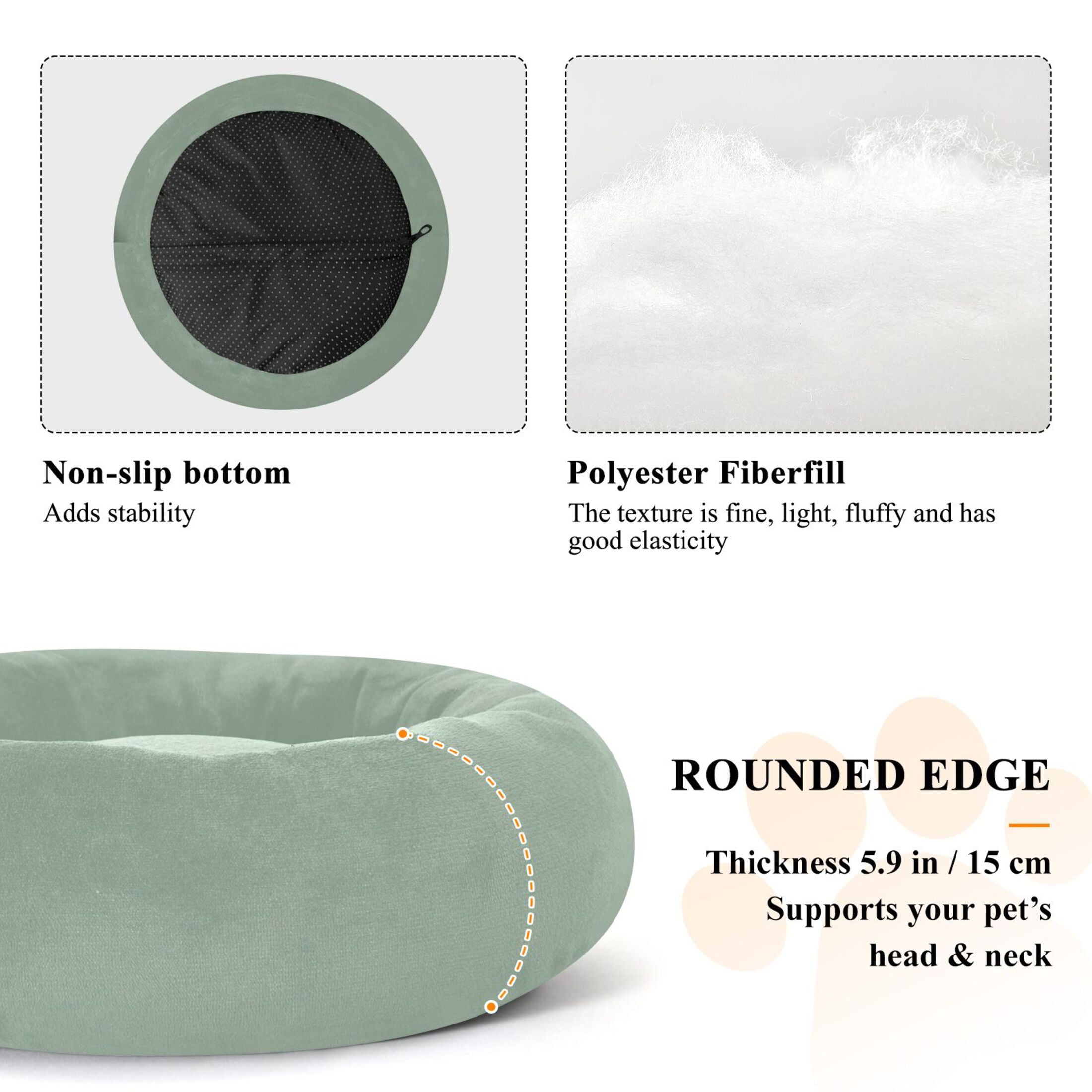 Iauyy Pet Couch Donut Cat Bed for Indoor Cats/Small Dogs Washable & Machine with Non-slip Bottom Calming Cat Furniture, Light Gray Background (M)