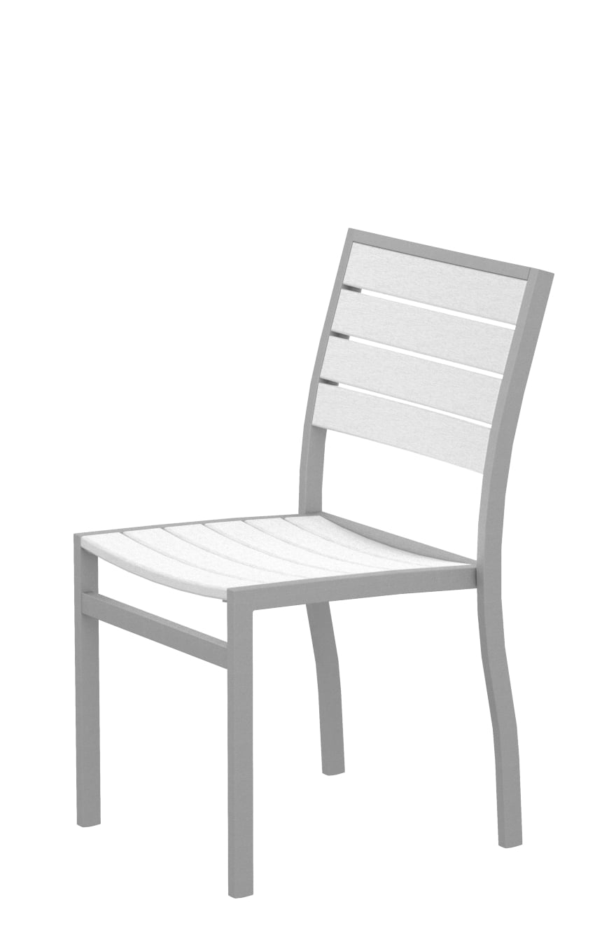 Polywood A100faswh Euro Dining Side Chair In Textured Silver White Polywood A100faswh Euro Dining Side Chair In Textured Silver White