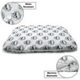 thumbnail image 3 of Hipster Pet Bed, Skull with Headphones on Splashes Musical Notes, Chew Resistant Pad for Dogs and Cats Cushion with Removable Cover, 24" x 39", Slate Blue Rose, by Ambesonne, 3 of 4