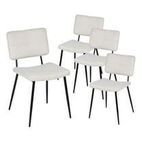 Homycasa Dining Chairs Set of 4 Upholstered Fabric Seat with Metal Legs Beige