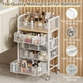 thumbnail image 4 of Rolling Makeup Cart Organizer with 4 Drawers, Floor Skincare Organizers with Wheels, Cosmetics Display Cases, Storage Cabinet for Skin Care Perfume Nail Polish, White (Patent Pending), 4 of 8