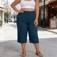 thumbnail image 5 of Diufon Womens Plus Size Capri Pants Summer Elastic High Waist Comfy Capris with Pockets Vacation Beach Trousers, 5 of 9